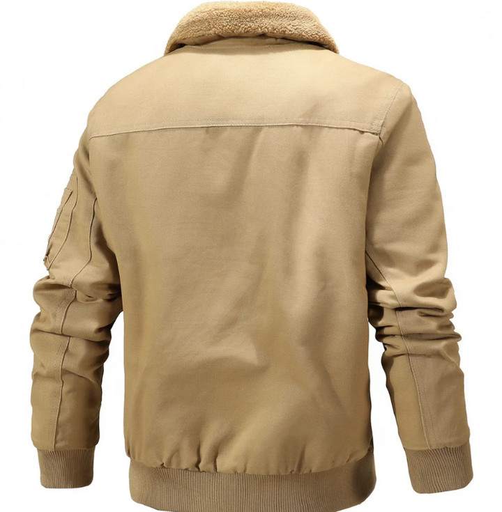 Blouson aviateur homme à col en peau lainée | Style aviateur hivernal | Doublure chaude