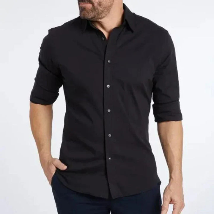 Stretch Button-Up Shirt | Slim Fit with Roll-Up Sleeves