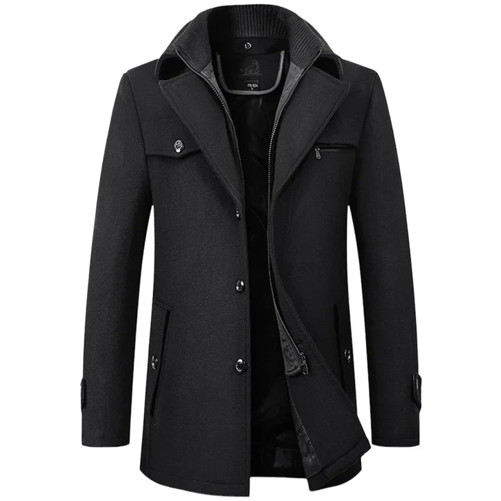 Wool-Blend Overcoat with Inner Layer | Men’s Classic Winter Coat