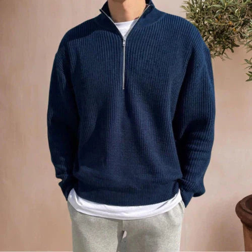 Men’s Quarter-Zip Knit Pullover | Ribbed Sweater | Casual Fall Layer Canada