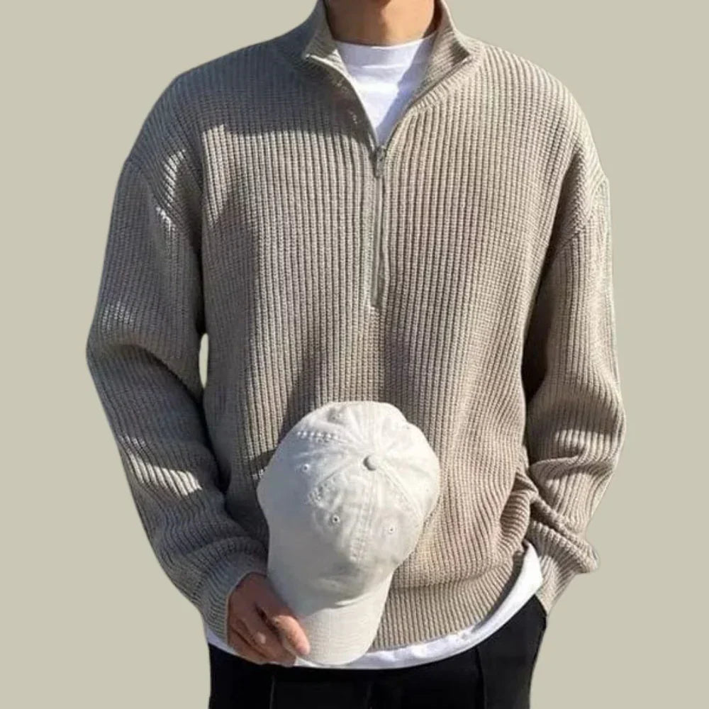 Men’s Quarter-Zip Knit Pullover | Ribbed Sweater | Casual Fall Layer Canada