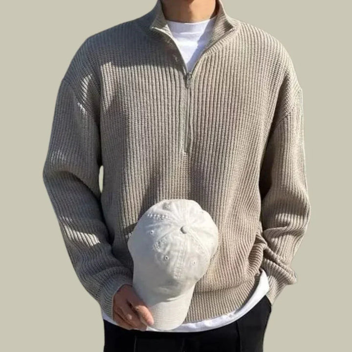 Men’s Quarter-Zip Knit Pullover | Ribbed Sweater | Casual Fall Layer Canada