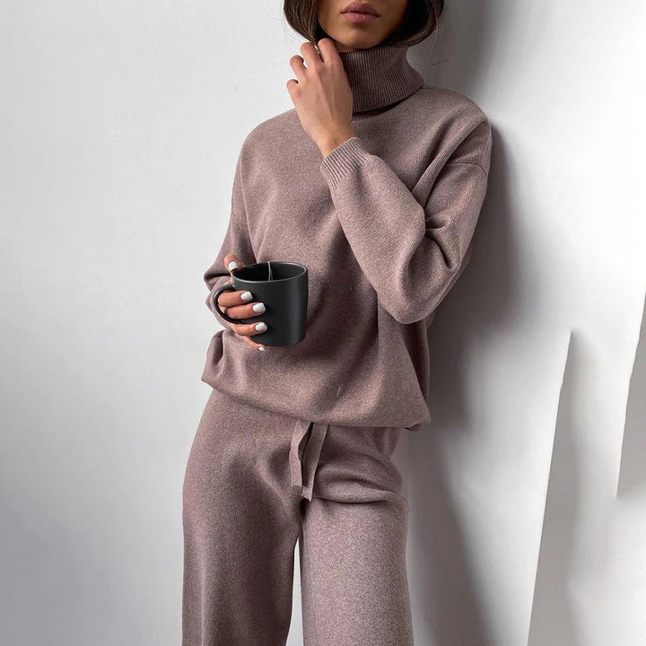 Cozy Knit Lounge Set | Relaxed Fit | High-Neck Top