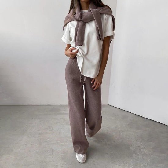 Cozy Knit Lounge Set | Relaxed Fit | High-Neck Top