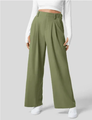 High-Waisted Wide-Leg Trousers | Tailored Front Pleats | Flowing Silhouette