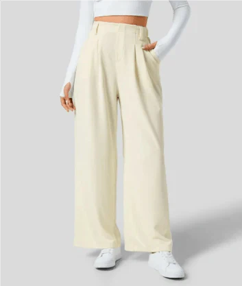 High-Waisted Wide-Leg Trousers | Tailored Front Pleats | Flowing Silhouette