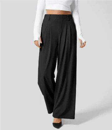 High-Waisted Wide-Leg Trousers | Tailored Front Pleats | Flowing Silhouette