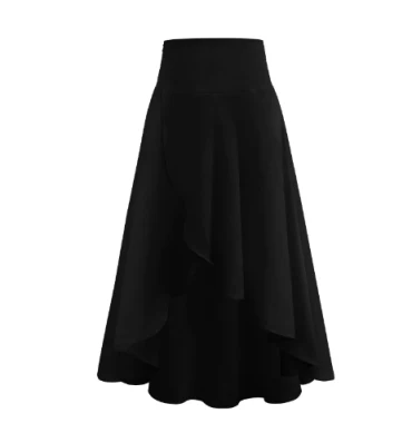 Women's High-Waisted Asymmetrical Midi Skirt | Flowy Ruffle Hem | Elegant Casual Wear