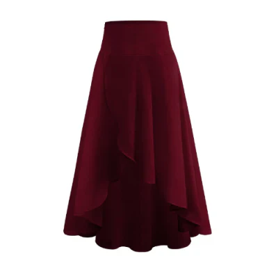Women's High-Waisted Asymmetrical Midi Skirt | Flowy Ruffle Hem | Elegant Casual Wear