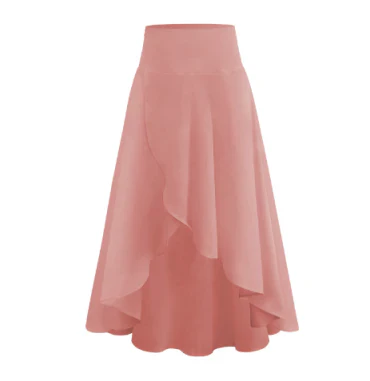 Women's High-Waisted Asymmetrical Midi Skirt | Flowy Ruffle Hem | Elegant Casual Wear