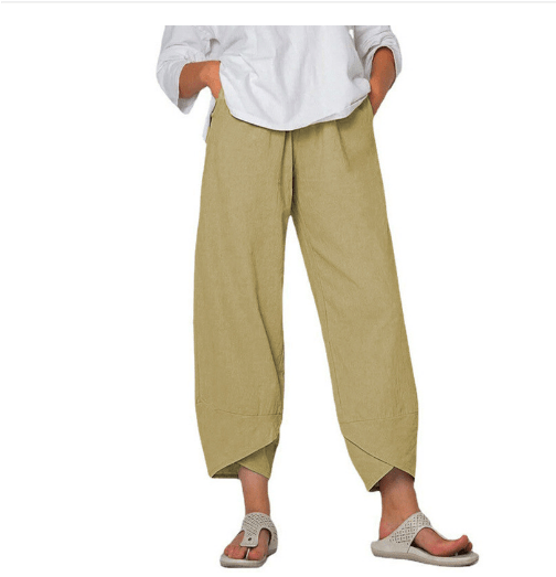 Tapered Cropped Pants | Asymmetrical Hem | Lightweight Cotton Blend