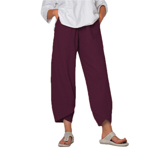 Tapered Cropped Pants | Asymmetrical Hem | Lightweight Cotton Blend