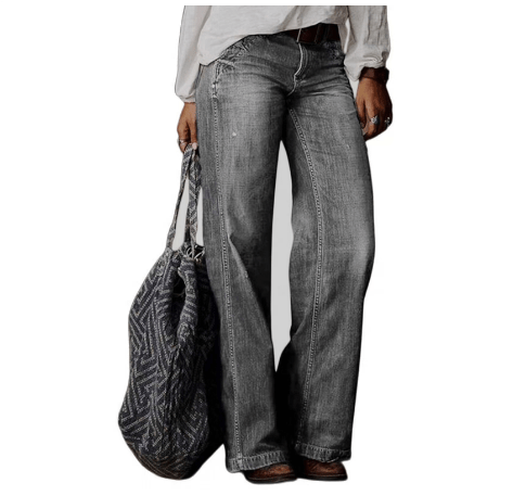 Wide-Leg Denim Pants | High-Rise Waist | Relaxed Full-Length Fit
