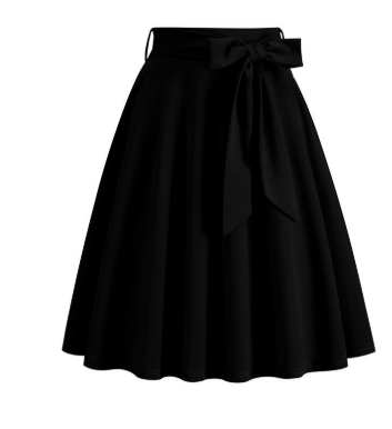 High-Waisted A-Line Skirt | Midi Swing Skirt with Bow Tie | Classic Vintage-Inspired Look