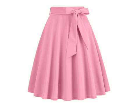 High-Waisted A-Line Skirt | Midi Swing Skirt with Bow Tie | Classic Vintage-Inspired Look