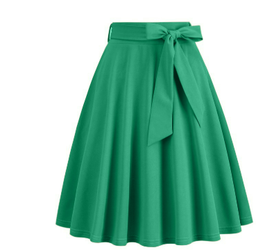 High-Waisted A-Line Skirt | Midi Swing Skirt with Bow Tie | Classic Vintage-Inspired Look