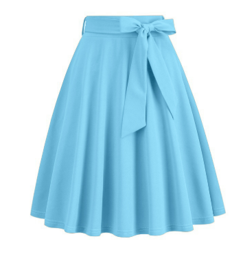 High-Waisted A-Line Skirt | Midi Swing Skirt with Bow Tie | Classic Vintage-Inspired Look