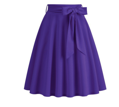 High-Waisted A-Line Skirt | Midi Swing Skirt with Bow Tie | Classic Vintage-Inspired Look