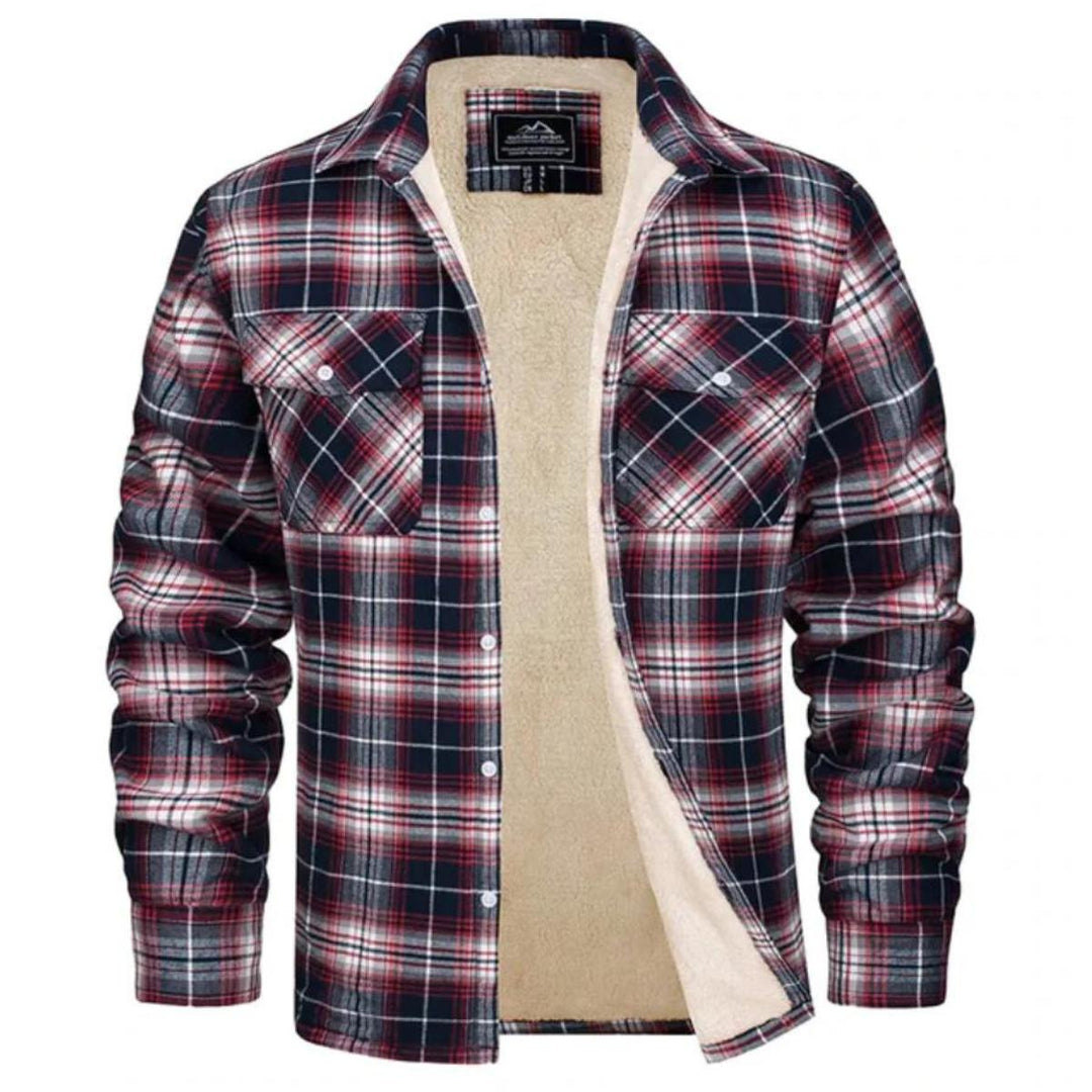 Men's Sherpa-Lined Flannel Jacket | Warm Casual Outerwear | Button-Front Shacket