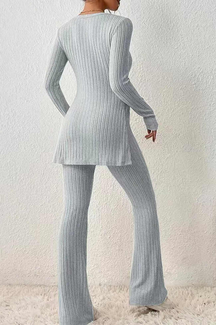 Ribbed Lounge Set | Two-Piece Co-Ord | Soft Stretch Knit | Casual Comfort