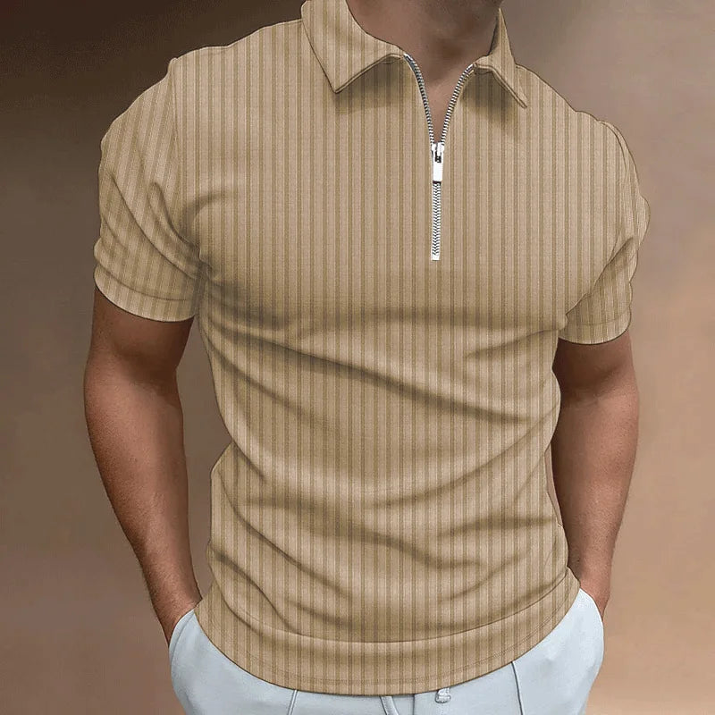 Men’s Ribbed Zip Polo Shirt | Stretch Knit | Slim Fit Summer Essential