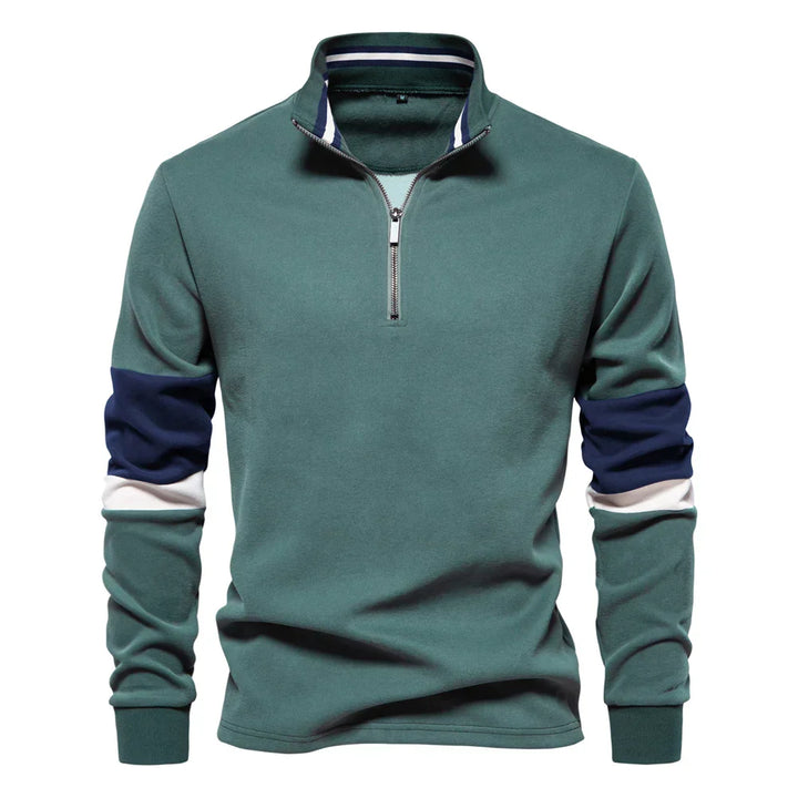 Men's Colourblock Quarter-Zip Pullover | Midweight Knit | Sport-Casual Layer
