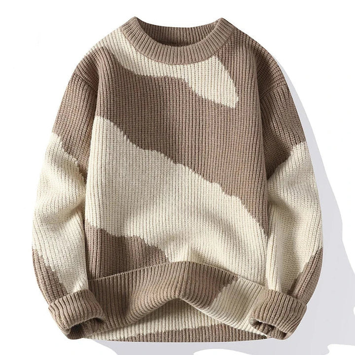 Men’s Abstract Knit Sweater | Relaxed Fit Pullover | Streetwear-Inspired Jumper