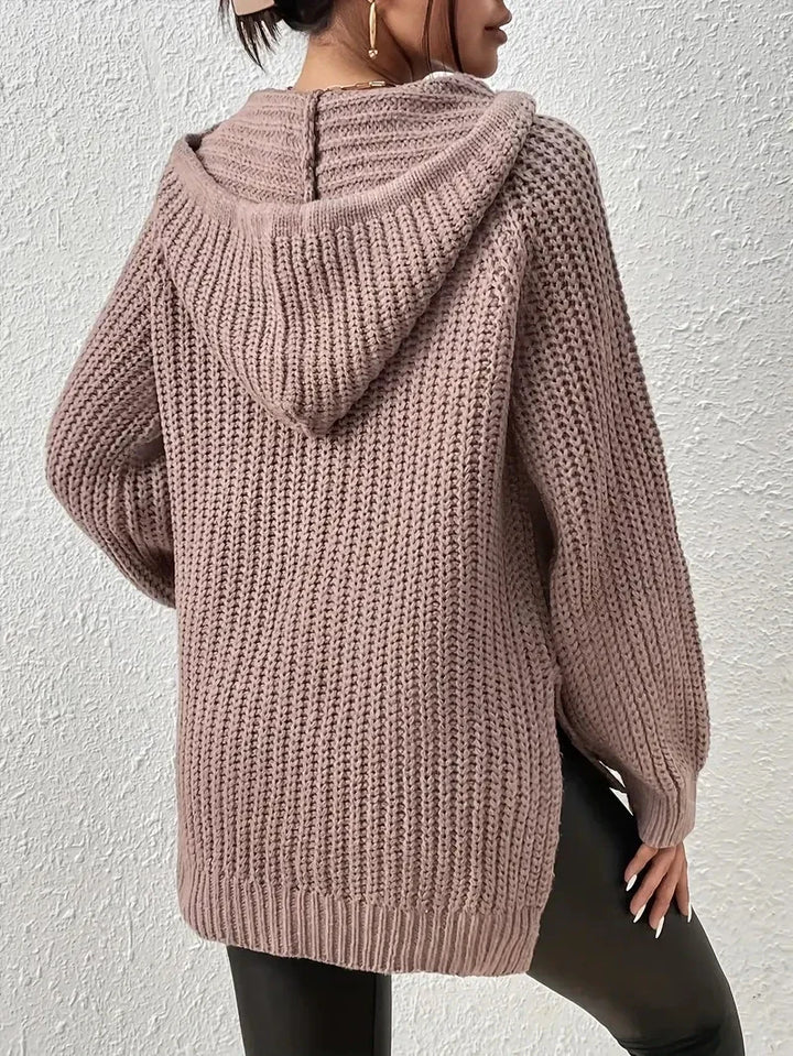 Maryvonne - Hooded Sweater with Split Hem for a Casual Look