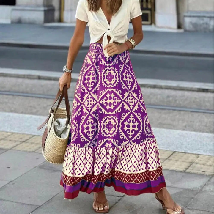 Boho Print Maxi Skirt | Vibrant Summer Travel & Resortwear