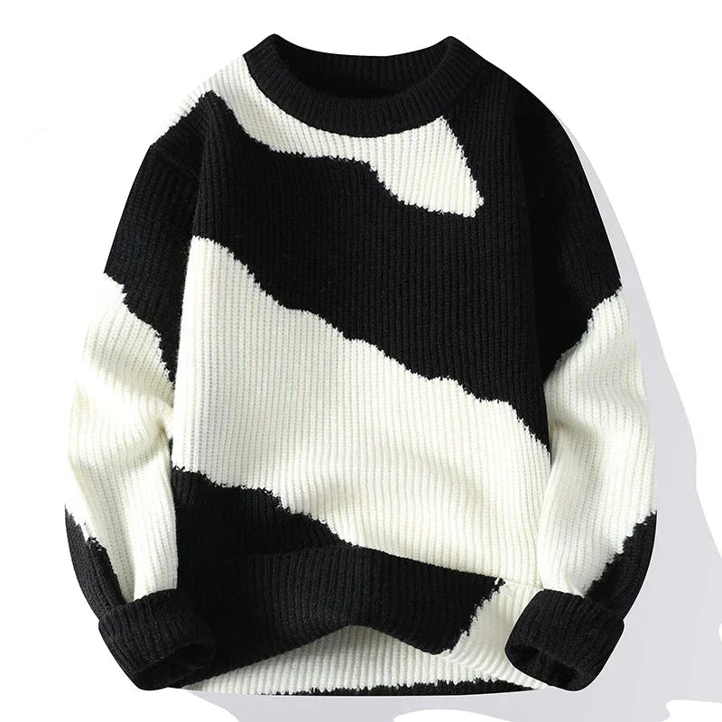Men’s Abstract Knit Sweater | Relaxed Fit Pullover | Streetwear-Inspired Jumper