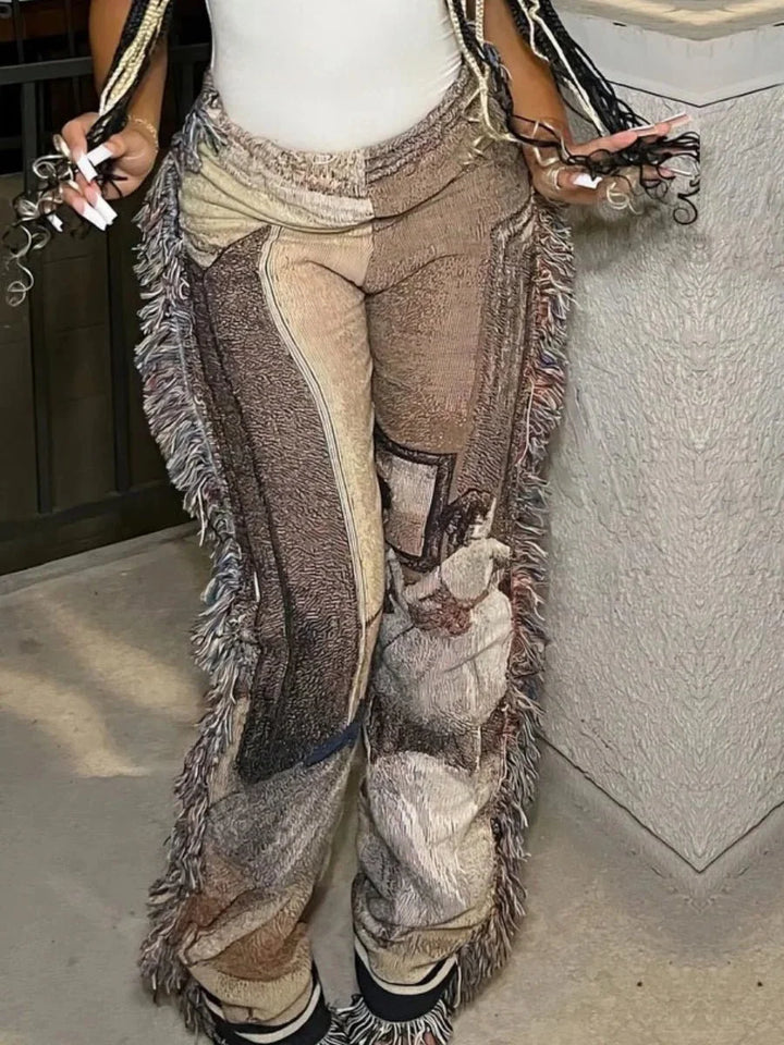 Streetwear Graphic Wide-Leg Pants | Bold Print Design | Relaxed Fit | Urban Statement