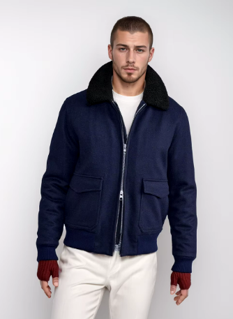 Men’s Bomber Jacket with Faux Fur Collar | Zip-Up Transitional Outerwear
