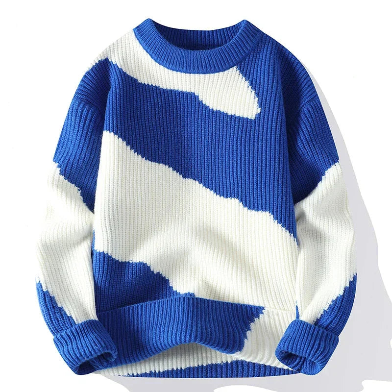 Men’s Abstract Knit Sweater | Relaxed Fit Pullover | Streetwear-Inspired Jumper