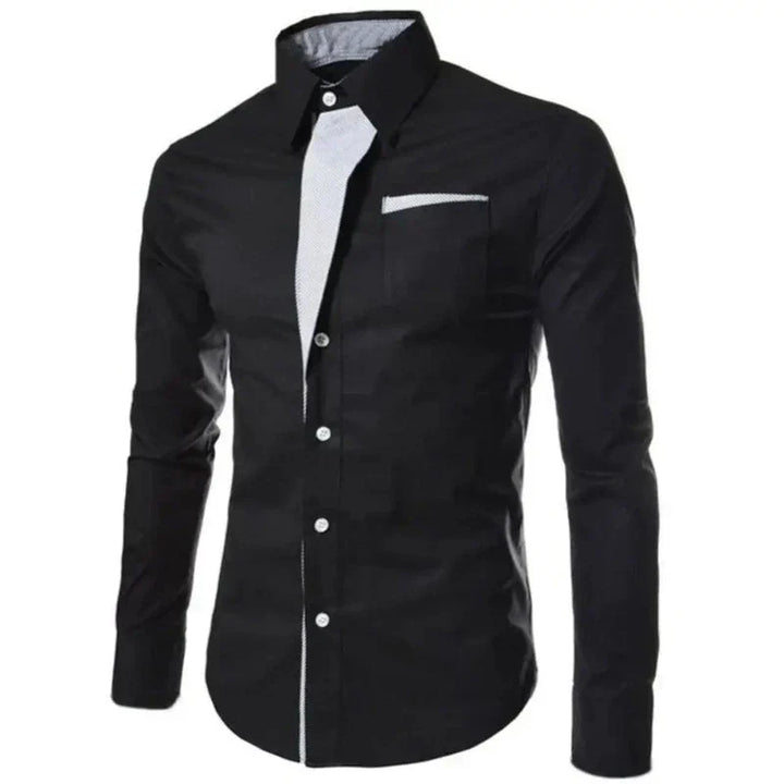 Men’s Contrast Dress Shirt | Slim Fit Button-Up | Two-Tone Business Casual Shirt