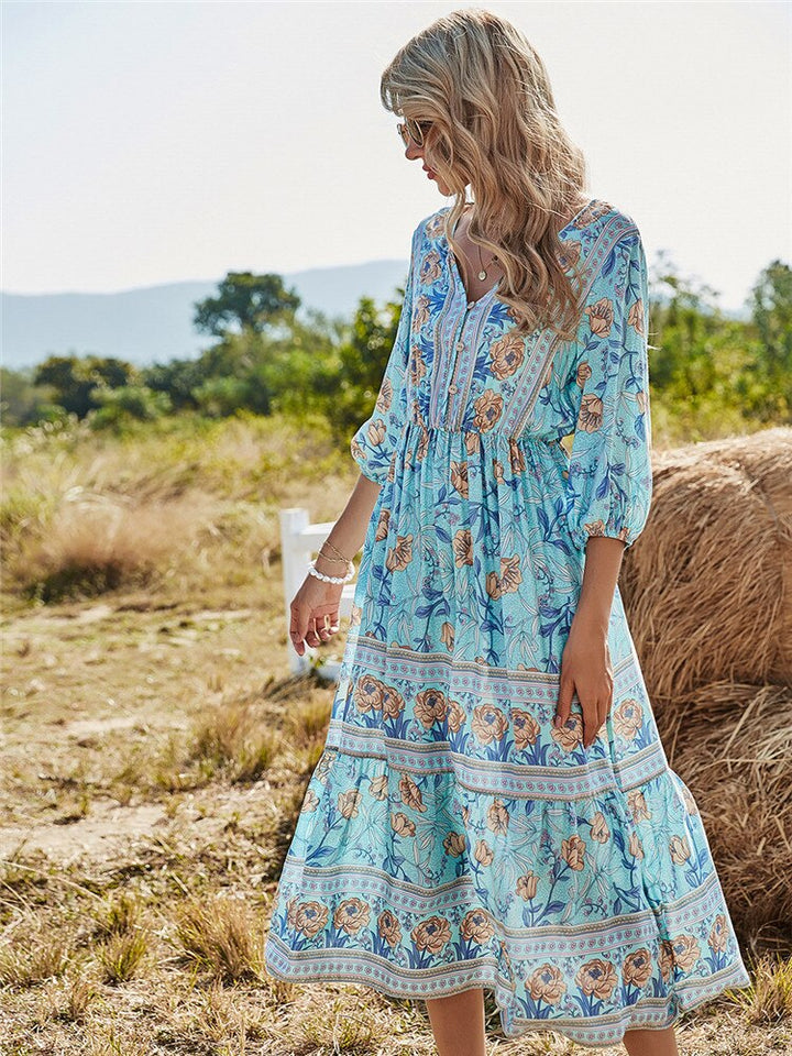 Elodie – Provence Boho Midi Dress