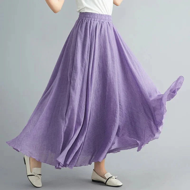 Flowy Crinkle Cotton Maxi Skirt | Elastic Waistband | Lightweight Drape