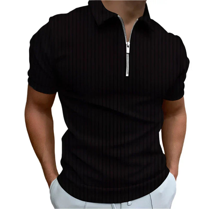 Men’s Ribbed Zip Polo Shirt | Stretch Knit | Slim Fit Summer Essential