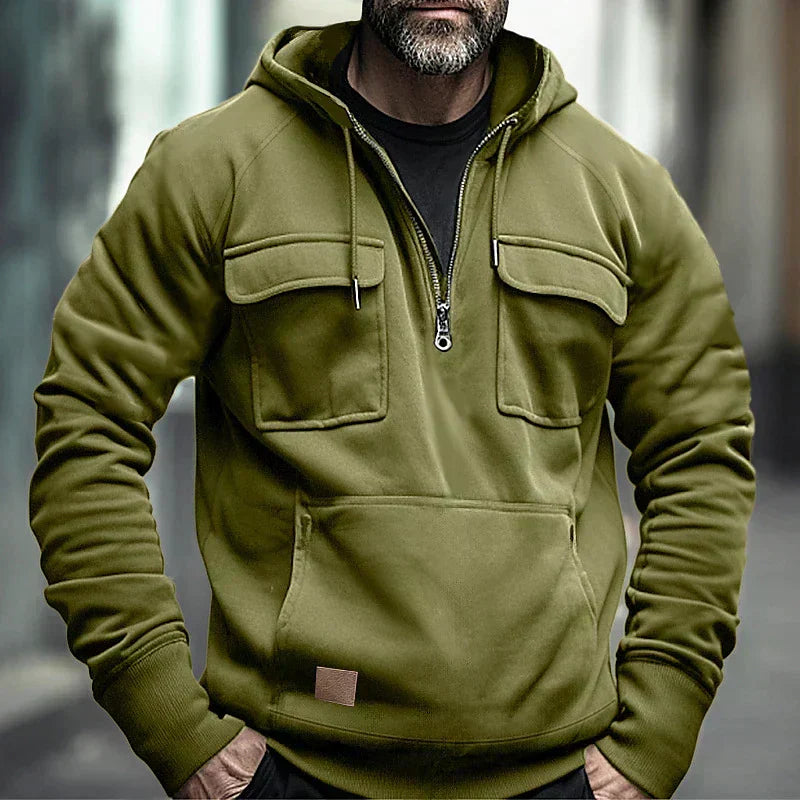 Men’s Tactical Half-Zip Hoodie | Utility Pockets | Brushed Fleece Lining