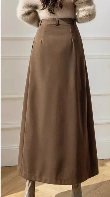 High-Waisted Pleated Maxi Skirt | Wool Blend | Elegant Fall and Winter Style