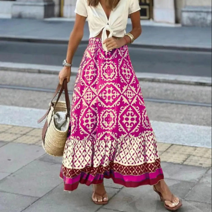 Boho Print Maxi Skirt | Vibrant Summer Travel & Resortwear
