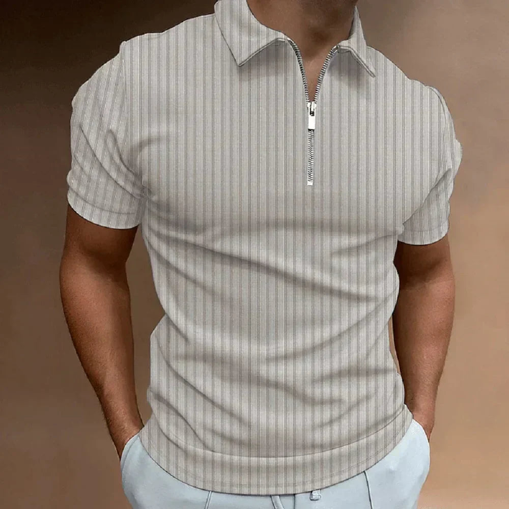 Men’s Ribbed Zip Polo Shirt | Stretch Knit | Slim Fit Summer Essential