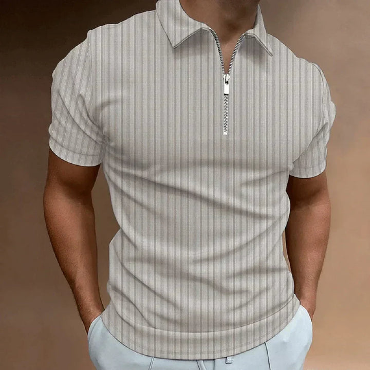 Men’s Ribbed Zip Polo Shirt | Stretch Knit | Slim Fit Summer Essential