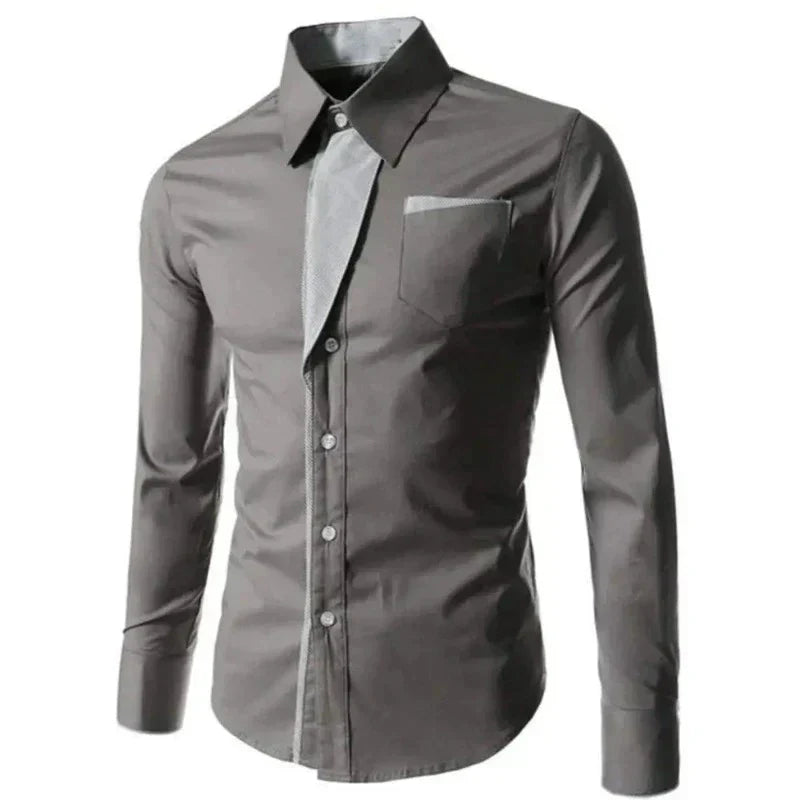 Men’s Contrast Dress Shirt | Slim Fit Button-Up | Two-Tone Business Casual Shirt