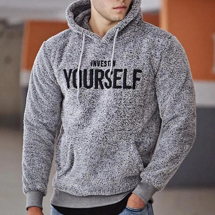 Men's Motivational Graphic Hoodie | “Invest in Yourself” Print | Fleece Pullover