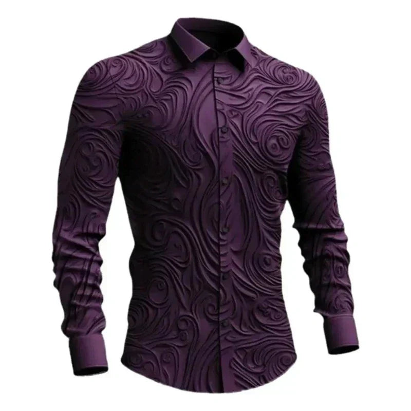 Men's Embossed Dress Shirt | Swirl Pattern | Slim Fit Formalwear