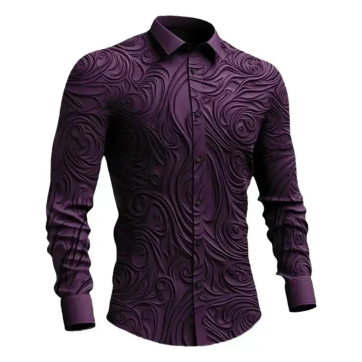 Men's Embossed Dress Shirt | Swirl Pattern | Slim Fit Formalwear