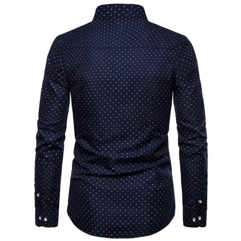 Slim Fit Dress Shirt | Micro-Dot Pattern | Stretch Cotton Blend