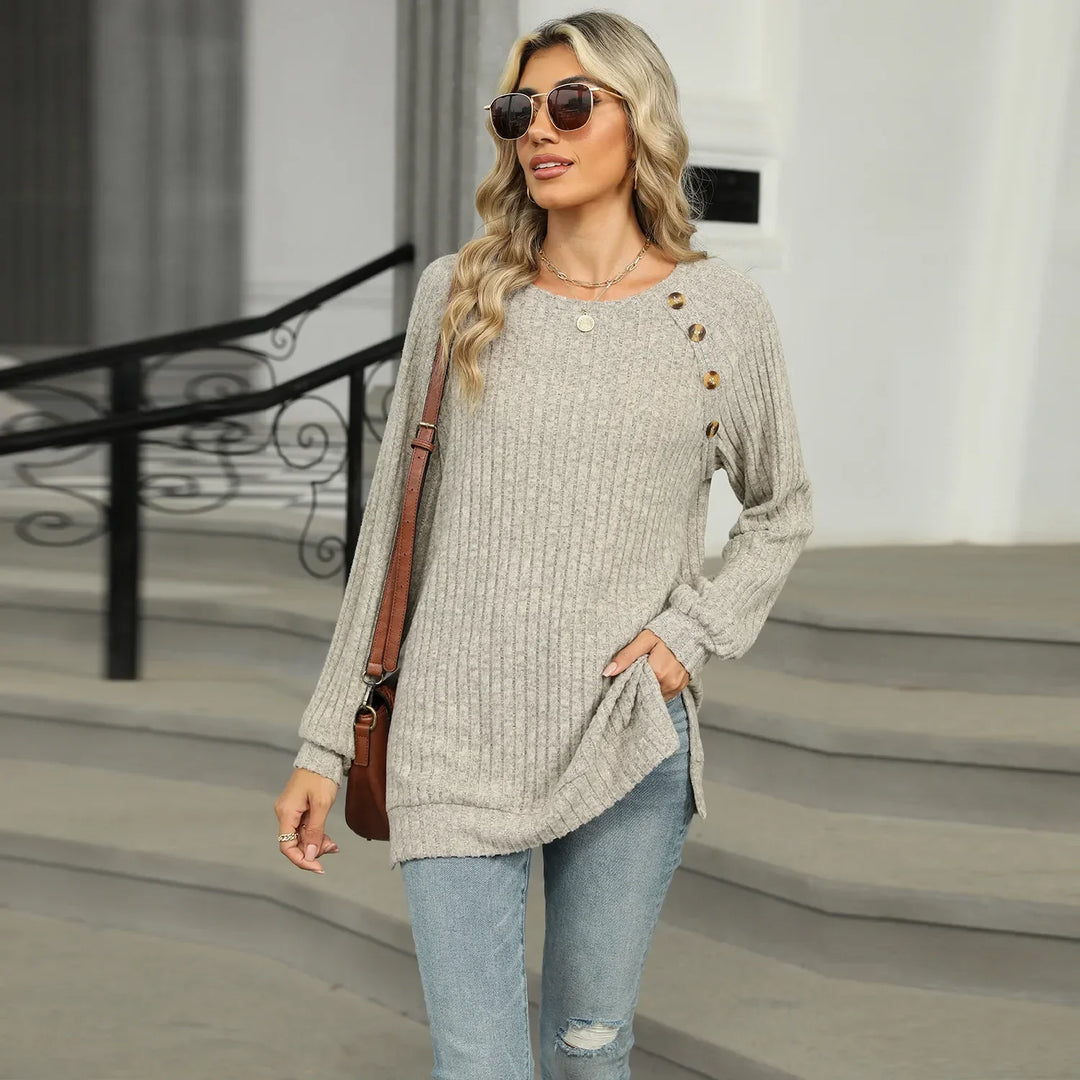 Aline - Elegant women's sweater with decorative buttons