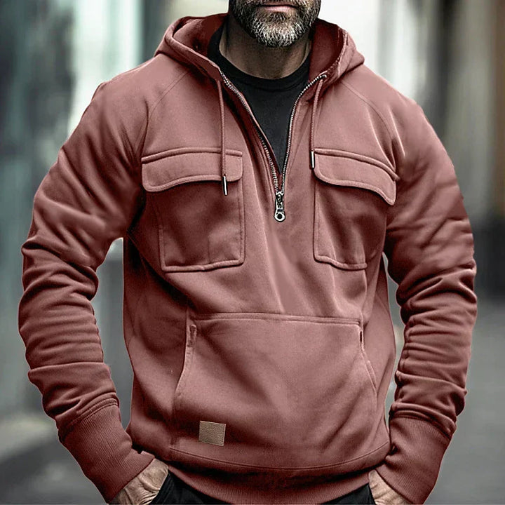 Men’s Tactical Half-Zip Hoodie | Utility Pockets | Brushed Fleece Lining