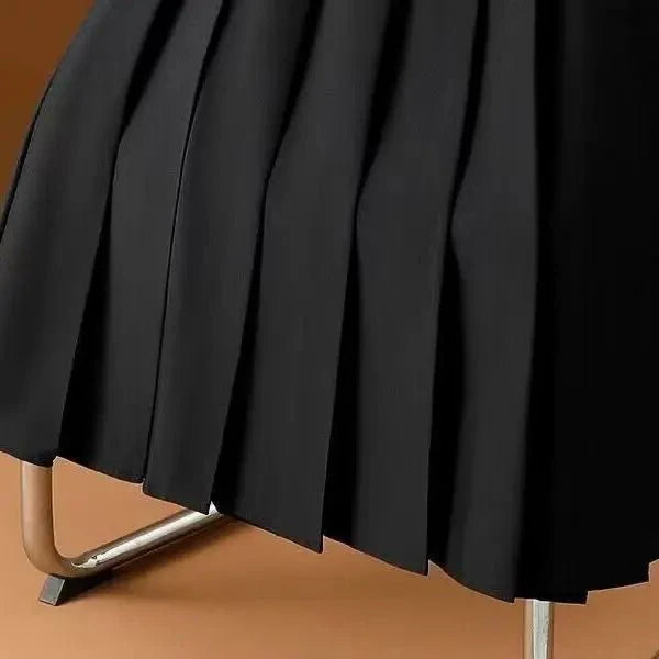 High-Waisted Pleated Midi Skirt | Belted | Structured A-Line Silhouette